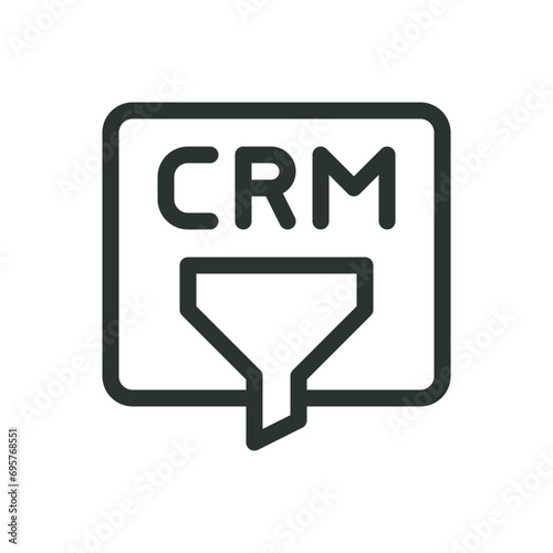 CRM sales funnel isolated icon, marketing funnel vector icon with editable stroke