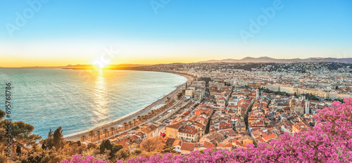 Fototapeta Naklejka Na Ścianę i Meble -  France - Panorama cityscape at Nice city in Cote D' Azur, French Riviera - Luxury travel