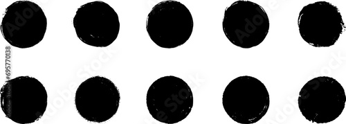 Set of Dry Brush Hand Drawn Textured Circle Shapes