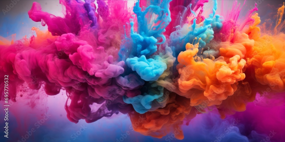 Abstract and colorful cloud formation, resembling a burst of color in the sky.