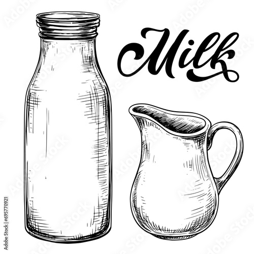 Milk vector vintage food illustration