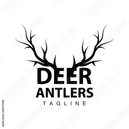 Deer Antlers Logo Design Hunter Antlers Forest Animal Symbol Illustration