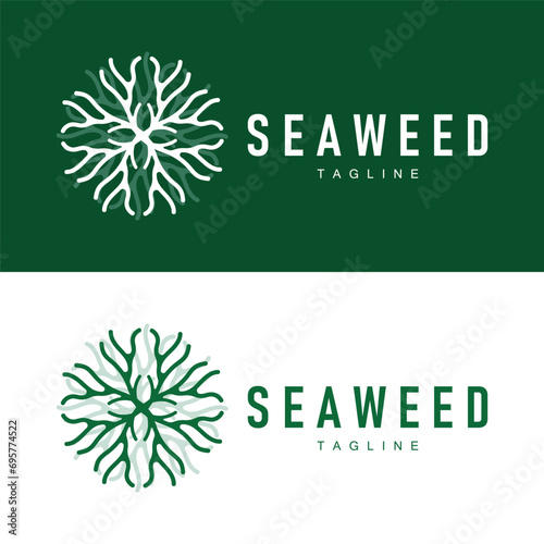 Seaweed Logo Design Underwater Plant Illustration Template