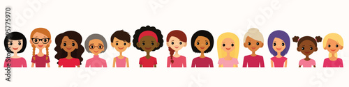 Set of twelve different women
