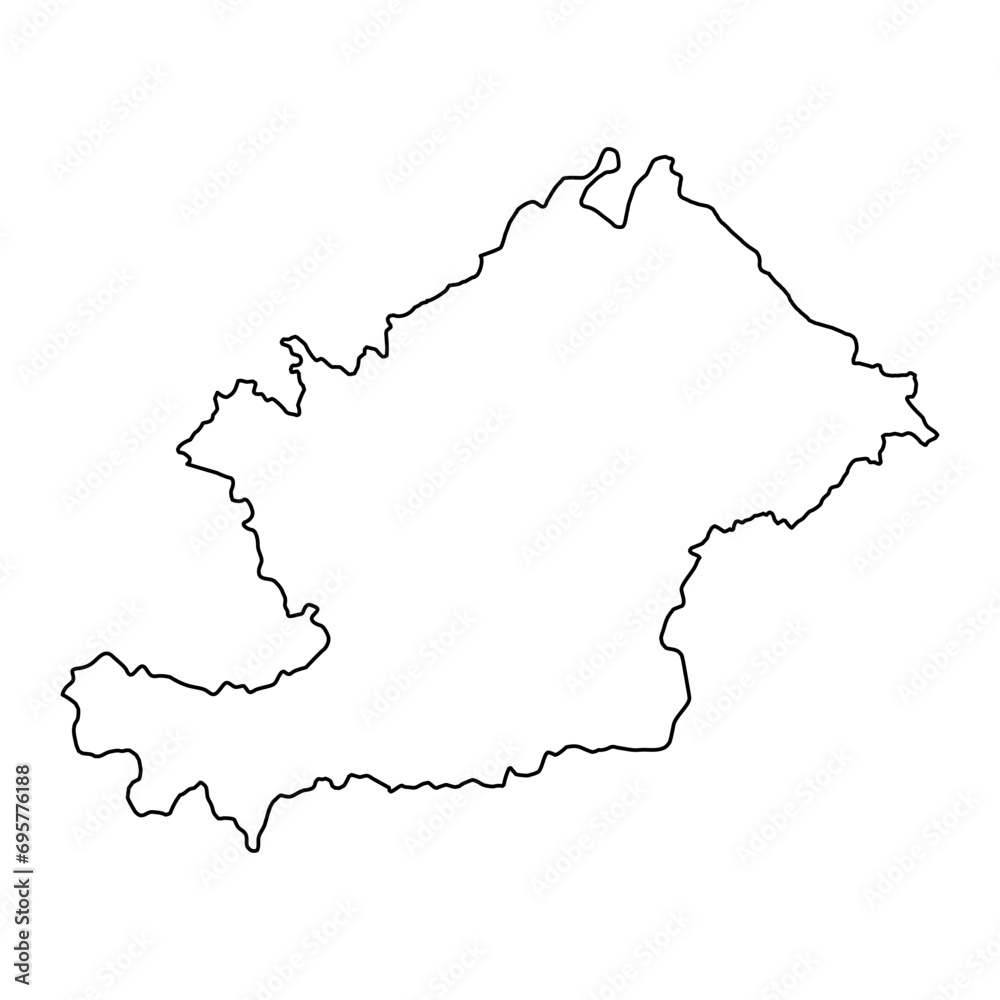 Osh region map, administrative division of Kyrgyzstan. Vector illustration.