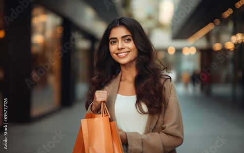 Young and beautiful woman enjoying shopping