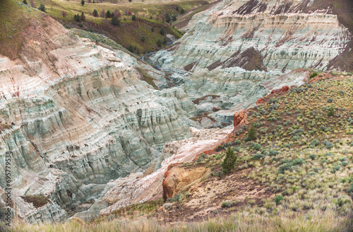 Colorful Rock formation in Painted Hills Unit of John Day Fossil Beds National Monument, north-central Oregon, U.S. photo