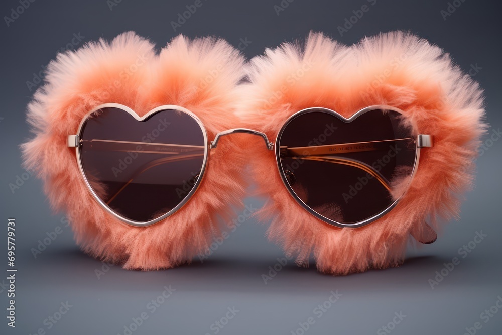 Fluffy peach pink glasses. Generative AI