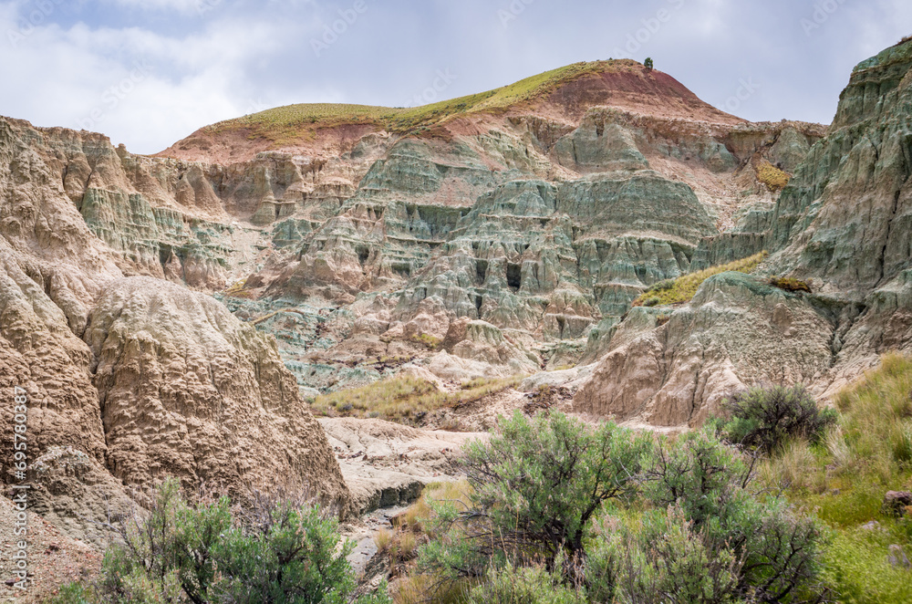 Colorful Rock formation in Painted Hills Unit of John Day Fossil Beds National Monument, north-central Oregon, U.S.