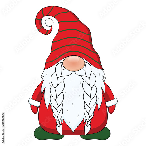 Cute gnome vector illustration isolated on white background.