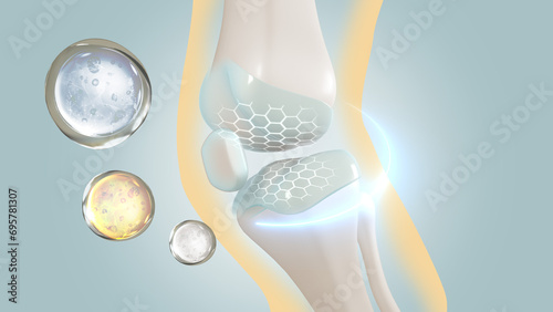 
Orthopedic and bone treatment services Add collagen to knee joints 3d Rendering photo