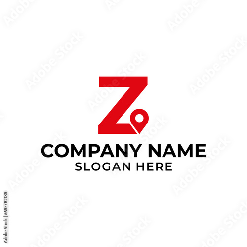 Letter Z logo with location icon. Z pointer logo template, gps logo initial