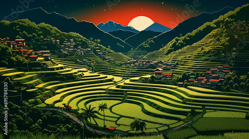Rice Terraces with houses