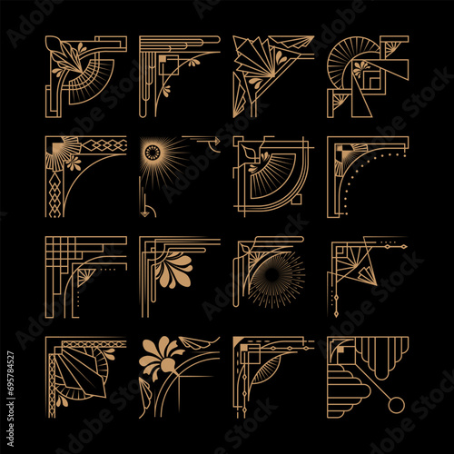 Art Deco Side Border Frame Illustration