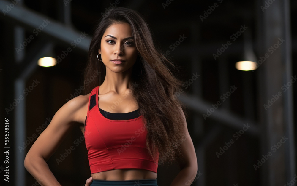 Young fitness woman Standing in sportswear after training at gym.