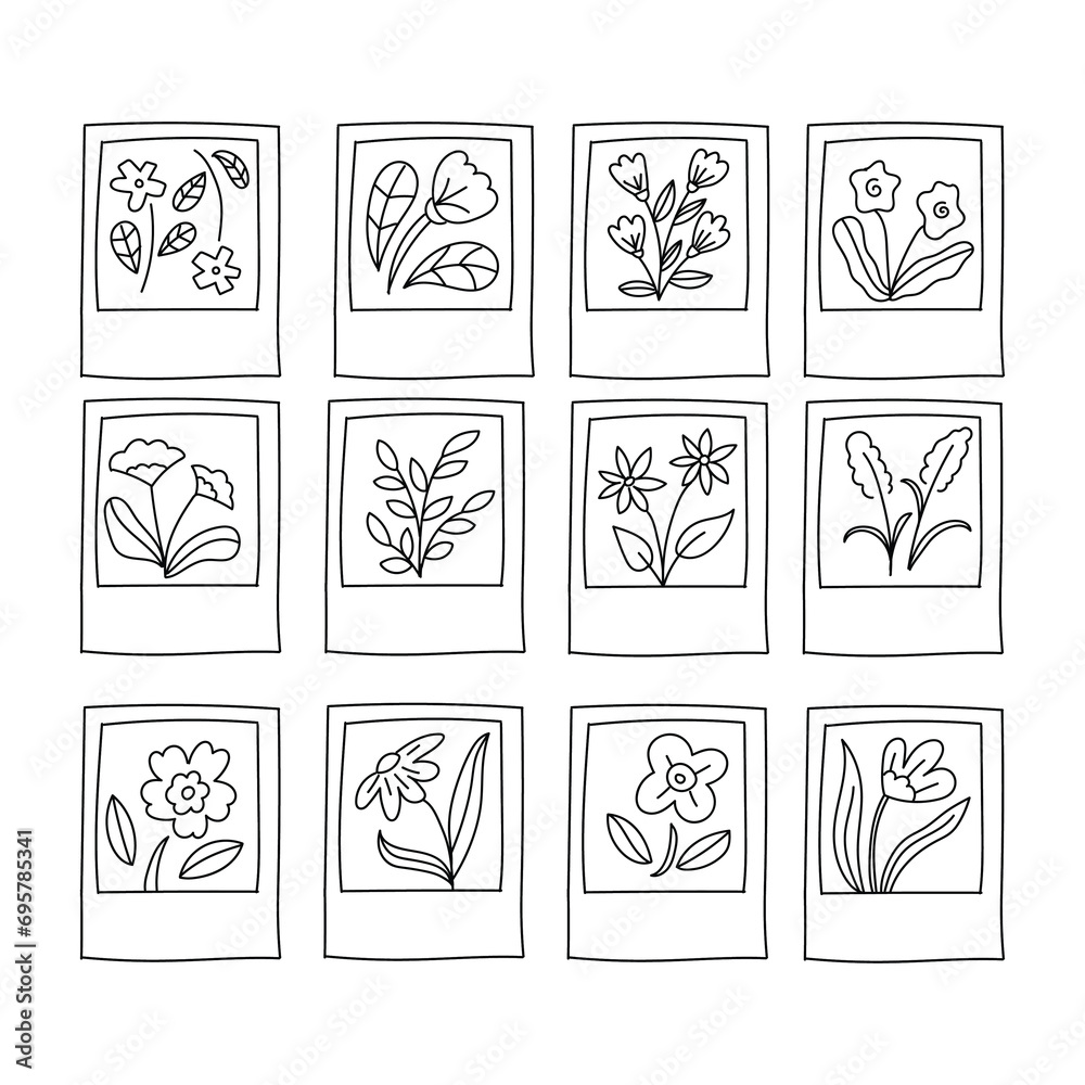 flower photo card cute outline line art doodle flower photo card cute outline line art doodle