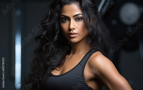 Young fitness woman Standing in sportswear after training at gym.