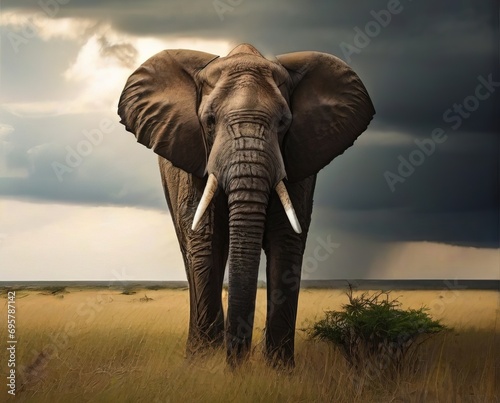 Elephant in the savannah of Amboseli National Park, Kenya. photo