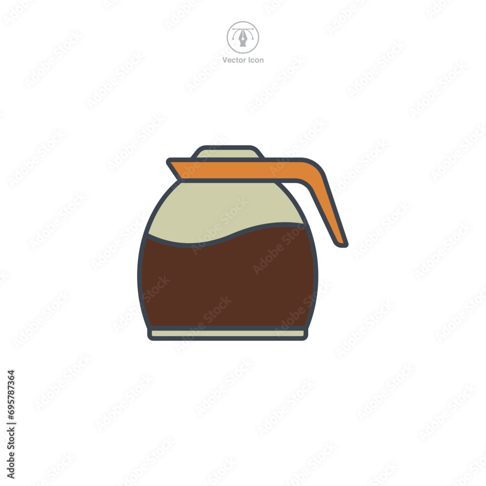 Obraz premium Coffee Pot Icon symbol vector illustration isolated on white background