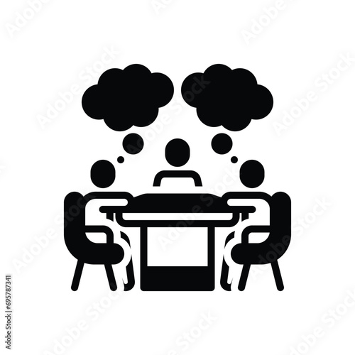 Black solid icon for brain storm 