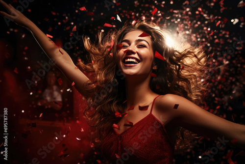 Attractive young woman having fun on the party