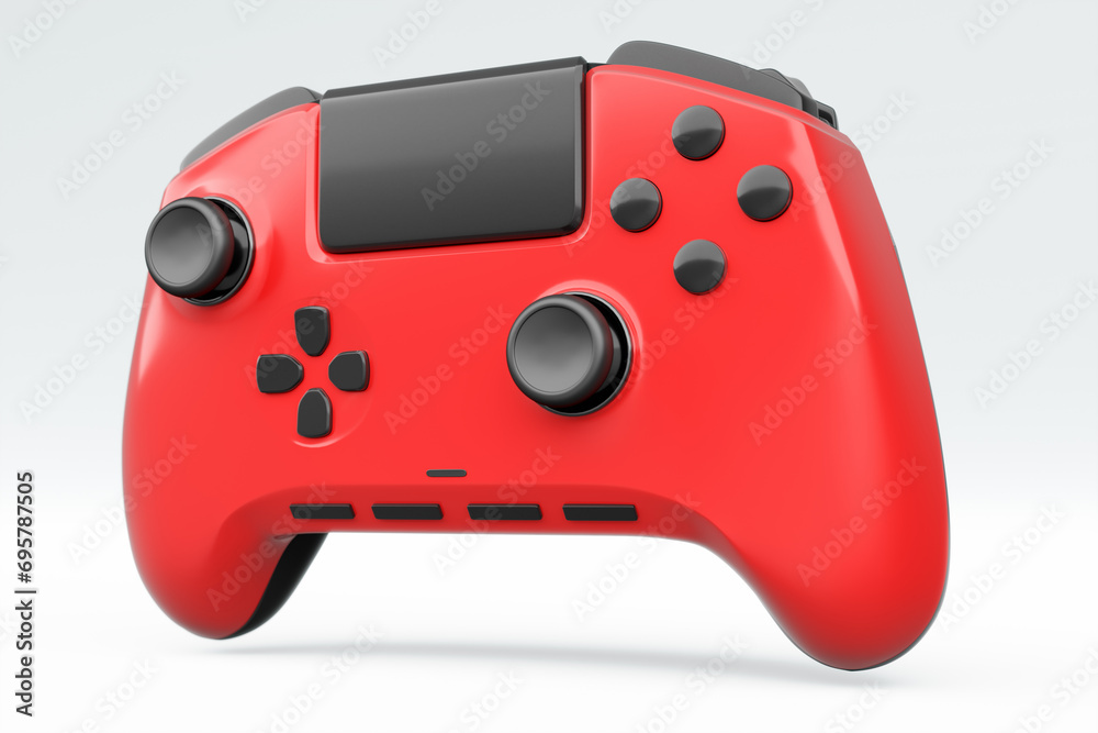 Realistic red video game joystick or gamepad on white background Realistic red video game joystick or gamepad on white background