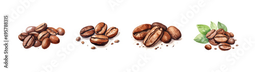 Watercolor Coffee Bean clipart for graphic resources. Vector illustration design.