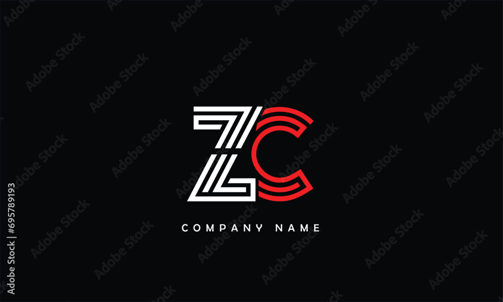 ZC, CZ, Z, C Abstract Letters Logo Monogram - obrazy, fototapety, plakaty 