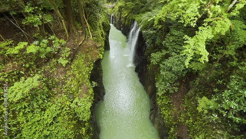 Cinematic shot of Takachiho gorge in Miyazaki Prefecture, Japan