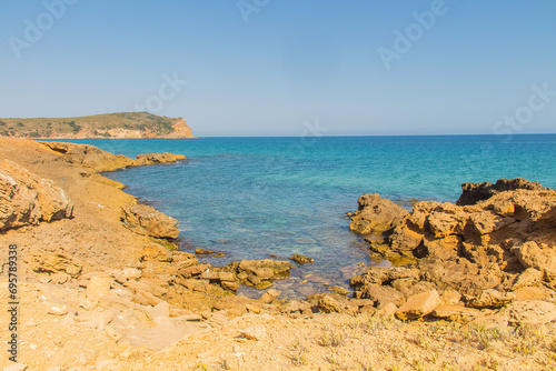Rocky Beach with Ocean and Mountain Views at Cap Fartas  Korbous  Tunisia