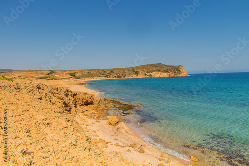 Rocky Beach with Ocean and Mountain Views at Cap Fartas, Korbous, Tunisia © Khaled
