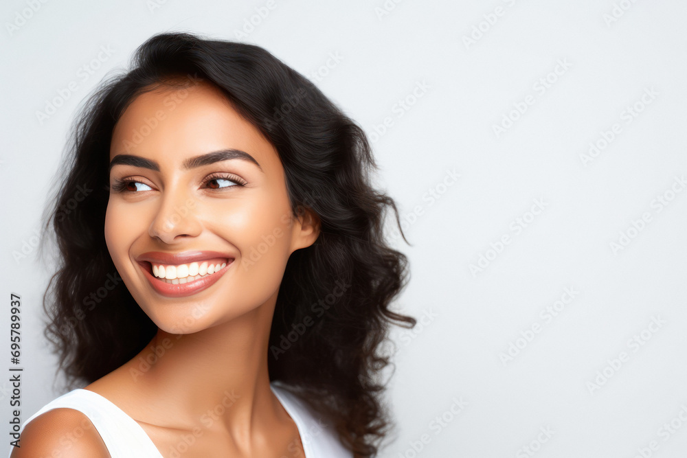 Young and beautiful indian woman smiling on white background. Young and beautiful indian woman smiling on white background.
