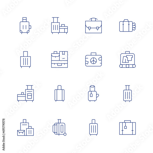 Suitcase line icon set on transparent background with editable stroke. Containing baggage, luggage, suitcase.