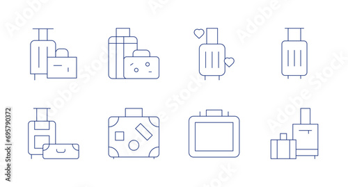 Suitcase icons. Editable stroke. Containing baggage, luggage, suitcase.