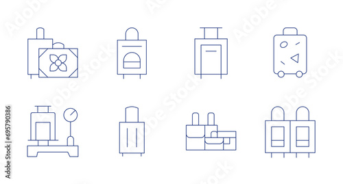 Suitcase icons. Editable stroke. Containing baggage, travel, luggage, suitcase.