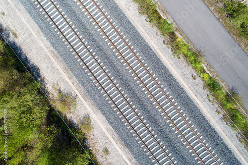 Obraz na plátně drone aerial view of a high speed railway viaduct