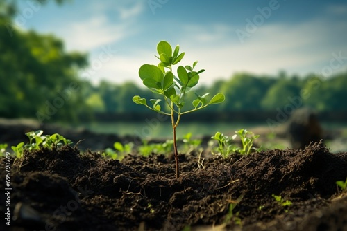 Climate action Planting a new tree to combat and mitigate climate change photo