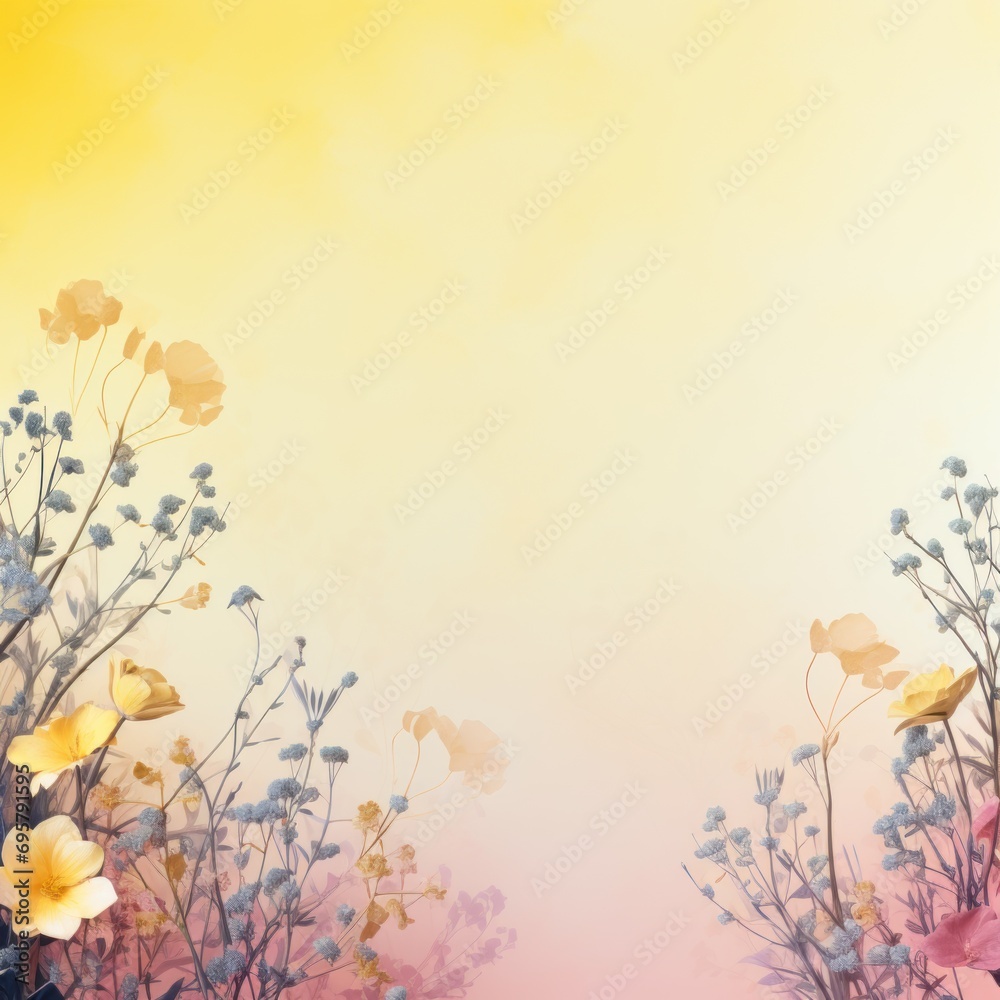 Floral border frame, assorted garden flowers empty space background. Backdrop with copy space Floral border frame, assorted garden flowers empty space background. Backdrop with copy space