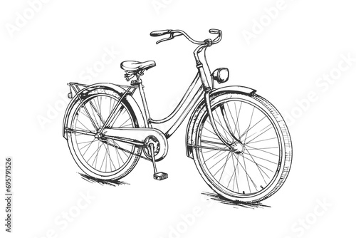 Bike retro hand drawn sketch. Vector illustration design.