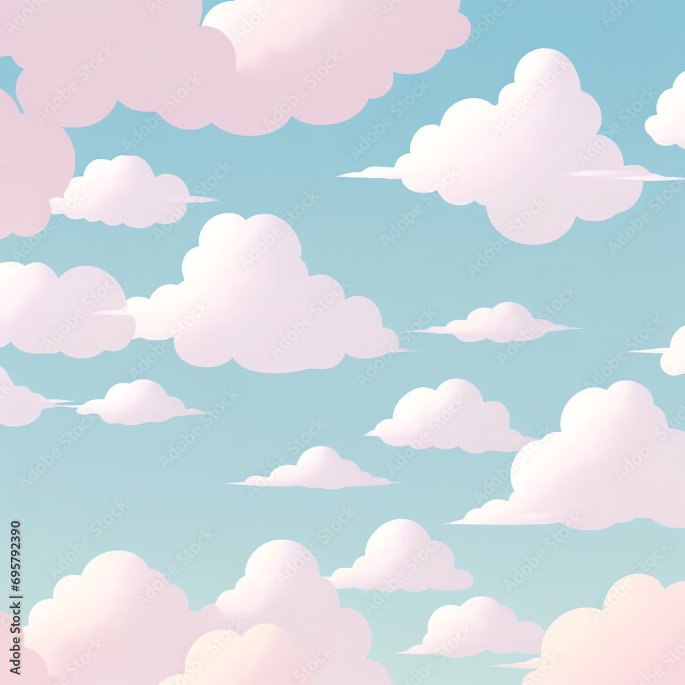 beautiful illustration of Cloudy Sky in Anime style, Anime sky, cloud, background beautiful illustration of Cloudy Sky in Anime style, Anime sky, cloud, background