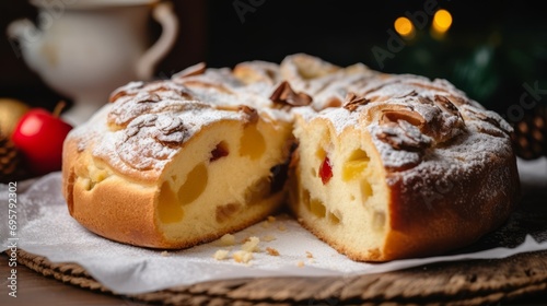 Close up of Epiphany cake, known as Rosca de Reyes