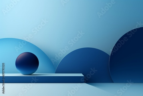  blue round podium with abstract geometric shape arch style background for display product, Vector illustration photo