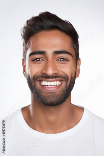 Young man showing teeth while dental smile