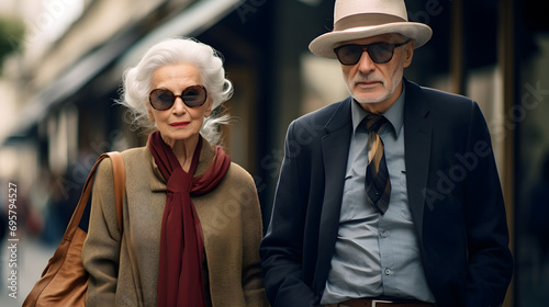 stylish old woman and old man on the street © Kateryna Kordubailo