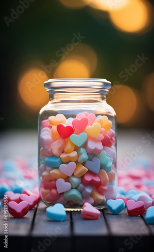 candy hearts in a jar