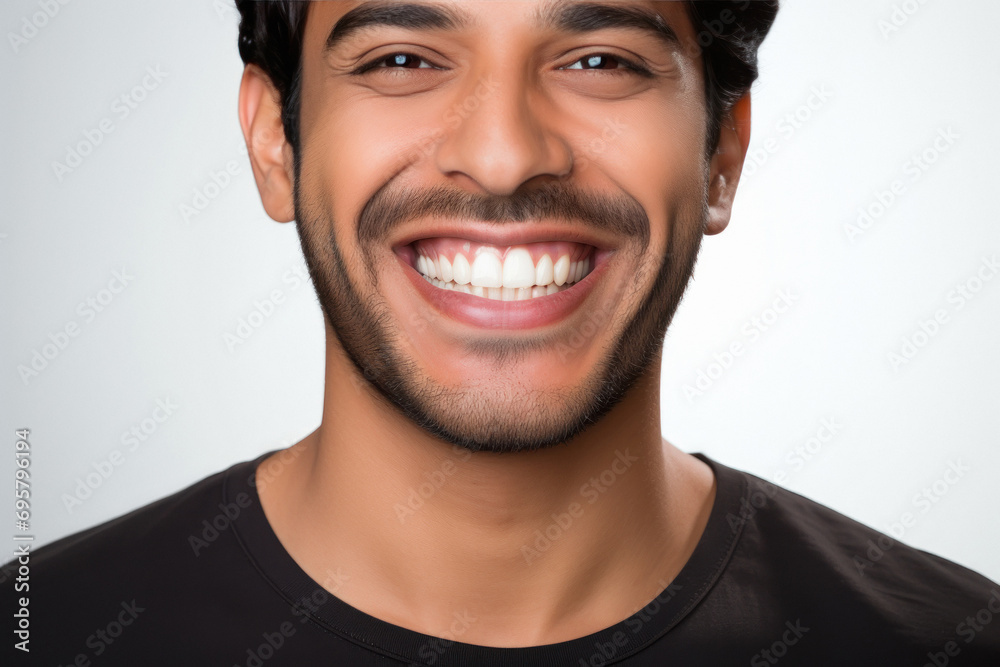 Young man showing teeth while dental smile Young man showing teeth while dental smile