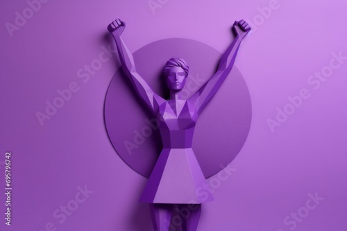 purple strong woman icon on purple background 