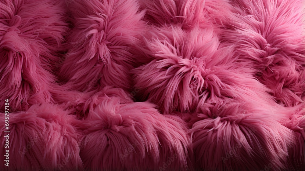 A vibrant burst of pink fluff surrounds a luxurious fur coat, evoking feelings of opulence and warmth