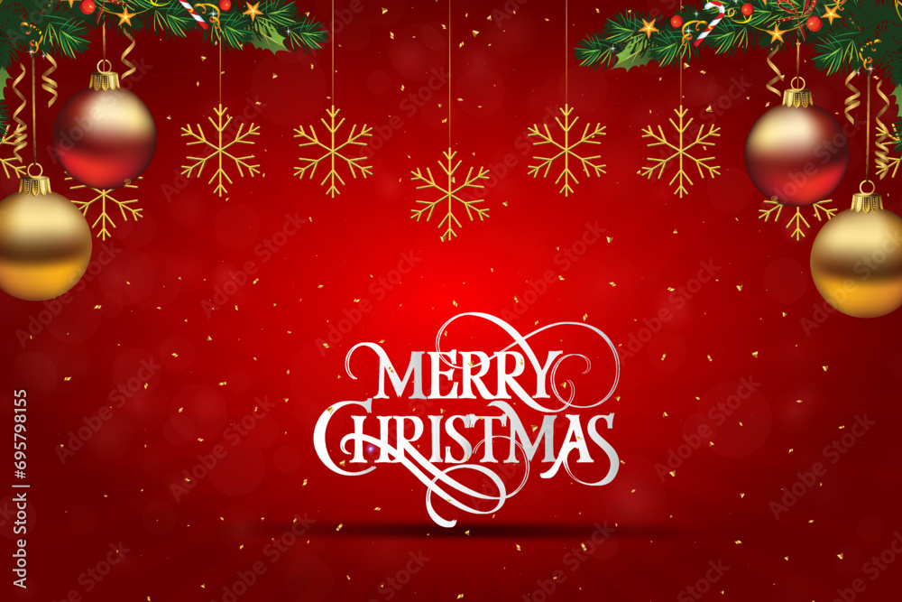 Merry Christmas luxury decoration ornament banner background.