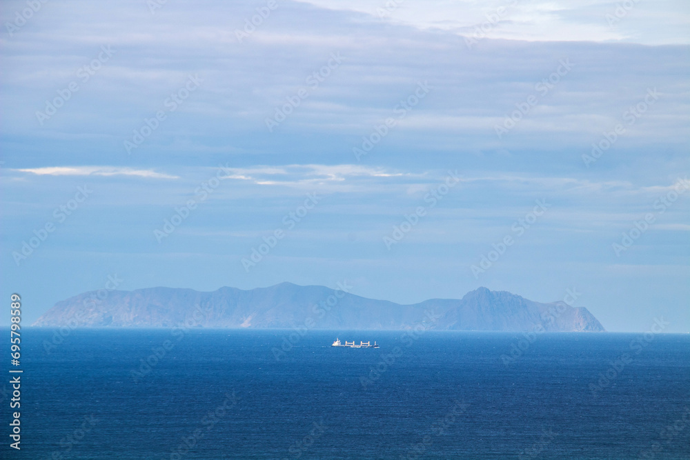 Sailing the Seas: Boat in Front of Galite Island, Tunisia